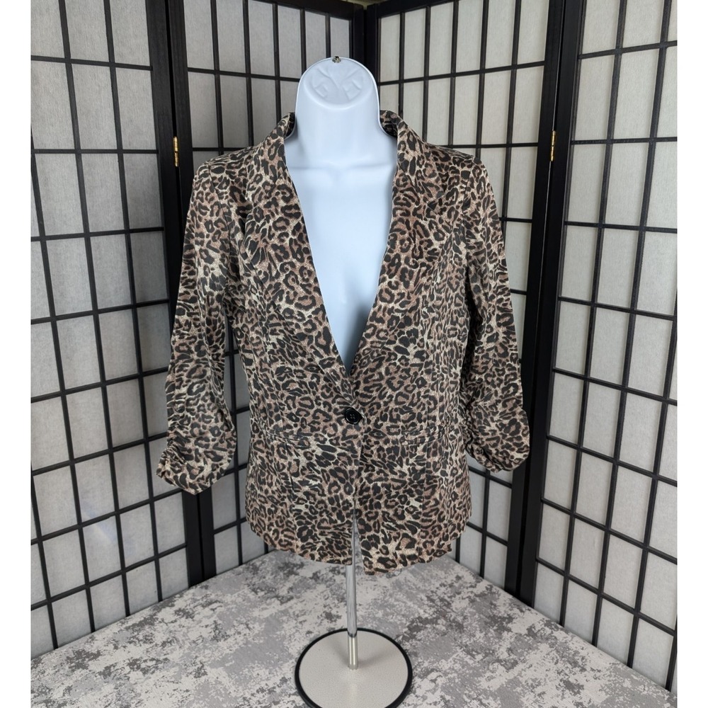 Vintage Charlotte Russe Women's Small Leopard Print Blazer Jacket Made in USA